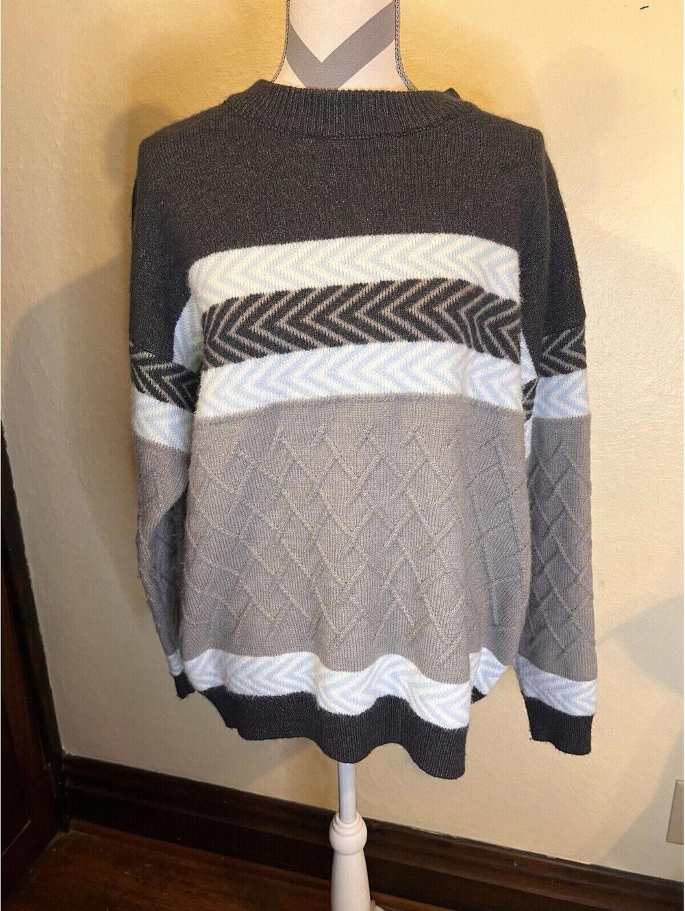Aelfric Eden Striped Chunky Cable knit Oversized Unisex Sweater Sz XL NWOT